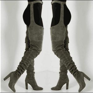 Belted thigh high boots